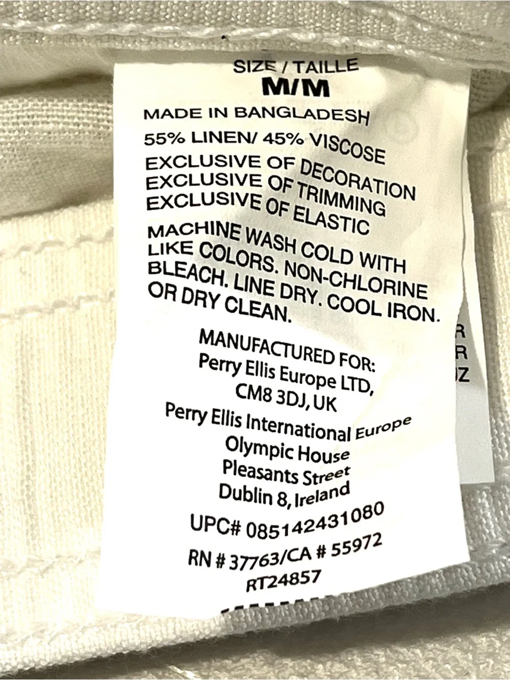 Cubavera Men's Linen Blend Pull-On Cargo Shorts, 10”‎ Inseam, White, Sz Medium